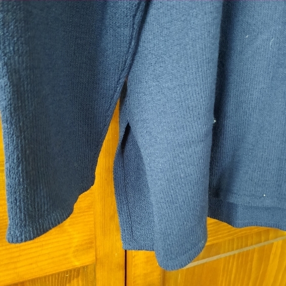 Eileen Fisher Italian Yarn Navy Blue Knit Ribbed Turtleneck Sweater Size Medium - Picture 6 of 10